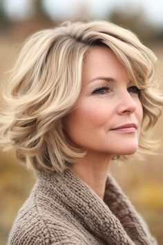 Save this pin for the best layered bob hairstyles for women over 50. Got thick hair that just does its own thing? This bob with textured layers is precisely what you need to bring a little structure to your look without losing that volume you love. Layered Bob For Thick Hair Over 50, Layered Bob Medium Length, Boxy Bob Haircut, How To Texture Hair, Medium Wavy Bob Hairstyles, Chin Length Bob Thick Hair, Blonde Shoulder Length Hair With Layers, Bob Haircuts For Women Over 50, Hair Styles For 50+ Women