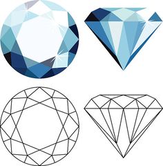 four different types of diamonds are shown in this image, including one blue diamond and the other white diamond