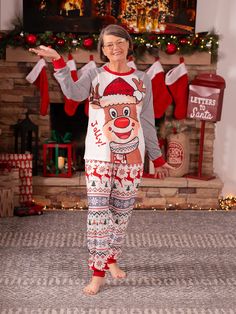 Celebrate Christmas with matching family sleepwear. The raglan sleeve design features a cartoon reindeer and Christmas-themed patterns including Christmas trees, polar bears, and snowflakes. Add the matching pet bandana to complete the family look.
* Please add each size separately to your shopping cart.
* Piece of product: Each size includes 1 set of pajamas, or 1 romper, or 1 pet bandana.
* For children's safety, pajamas should be snug-fitting or flame-resistant. These kids' and babies' pajamas are flame-resistant.
* Product features: raglan sleeves, Christmas-themed patterns
* Fabric characteristics: soft and comfortable
* Neckline: round neck
* Sleeves: long sleeves
* Style: raglan sleeve
* Fit: moderate
* Length: moderate length
* Source of goods: imported
* Supplier: PatPat Christmas Pajamas Matching, Pants Pjs, Cartoon Reindeer, Pajamas Matching, Pattern Pants, Patterns Fabric, Allover Pattern, Sleeves Style, Family Christmas Pajamas