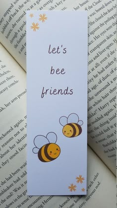 a bookmark that says let's bee friends