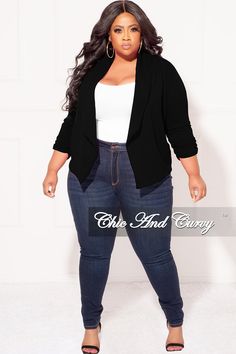 96% Polyester 4% Spandex Model is wearing 2x Blazer With Dress Outfit, Women Fashion Plus Size, Blazer With Dress, Plus Size Coat, Plus Size Jackets, Chic And Curvy, Plus Size Blazer, Ladies Blazer, Chic Fall Outfits