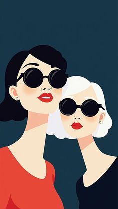 two women in sunglasses are looking at each other