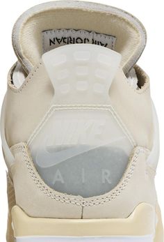 Showcase your pristine fashion sense with the Off-White™ x Air Jordan 4 Retro Cream Sail (2020) Sneakers for Women. Crafted with full-grain leather uppers, hits of mesh, and translucent materials on the toebox and heel, these Jordan Brand and Virgil Abloh-designed shoes demonstrate sleek style. A light blue Jumpman logo adds a pop of color, while a Nike Swoosh on the outsole provides a signature brand detail. Elevate your wardrobe to stylish new heights with these must-have women's sneakers. Jor Jordan 4 Retro, Air Jordan 4, Air Jordan 4 Retro, Sneakers For Women, Air Jordan, Jordan, Off White, Cream, For Women