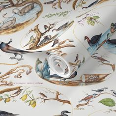 a wallpaper with birds and trees on it