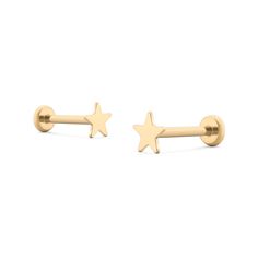 Star Nap Studs Star Flat Piercing, Push Pin Flat Back Earrings, Gold Star Nose Stud, Gold Plated Star-shaped Single Earring, 14k Gold Star-shaped Single Earring, Flat Back Earrings, Traditional Earrings, Chain Extenders, Gold Studs