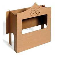 an open cardboard box with a cat on the top and bottom part cut out to look like it's inside