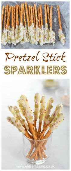 pretzel stick sprinkles in a glass vase with the title overlay