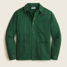 J.Crew Men's Green Wallace & Barnes M51 Jacket Style Be97 Chore Jacket Size M Worn Once Pit To Pit 22 Length 26.5 Shoulder Seam 18 Sleeve Inseam 21 Chore Jacket Men, French Workwear, Coat For Men, Vest Style, Chore Coat, Duck Canvas, J Crew Men, Chore Jacket, Workwear Fashion