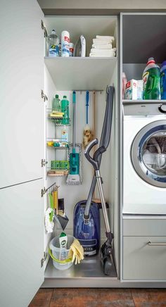 a washer and dryer in a small room