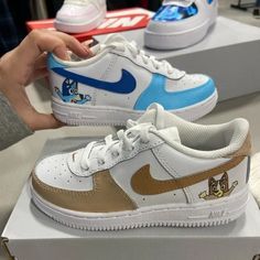 Nike | Shoes | Custom Bluey Afs | Poshmark Custom Nike Airforce 1 Kids, Bluey Custom Shoes, Bluey Bingo Nike Sweatshirt, Cartoon Custom Air Force 1, Custom Air Force 1 Cartoon Characters, Black Toddler Shoes, Air Max 200, Nike Air Max 200, Blue Trainers