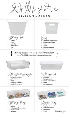 the different types of storage containers are labeled