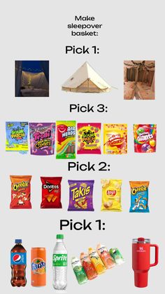 an advertisement for pick 1 and pick 2 with various items in the bottom right hand corner