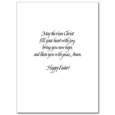 a card with the words happy easter written in black ink on white paper and an image of