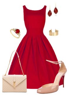 Untitled #512 by angela-vitello on Polyvore featuring polyvore, fashion, style, Christian Louboutin, Yves Saint Laurent, Anne Sisteron, H&M and clothing Christmas Outfits For Women, Party Ideas Christmas, Party Decorations Christmas, Christmas Party Ideas, Christmas Party Decor, Christmas Party Outfit, Christmas Outfits, Christmas Party Decorations, Red Outfit