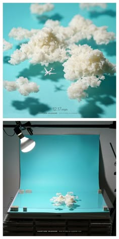 two photos with clouds in the middle and one is being used as a lightbox