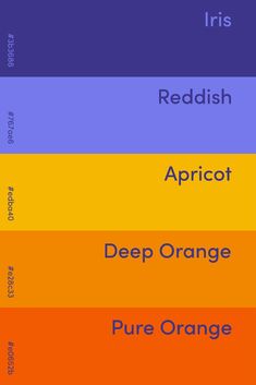 an orange, purple, and yellow color scheme with the words apricot