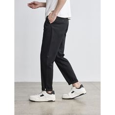 Double Twill Straight-Leg Casual Pants Fabric: 51.3% cotton +45.6% polyester+3.1% spandex Size: S, M, L, XL, 2XL, 3XL, 4XL Multiple Color Selections: Black, Khaki, Dark Gray  Season: Spring, Fall, Summer Solid Color Casual Bottoms For Business Casual, Casual Non-stretch Cotton Chinos, Non-stretch Cotton Casual Chinos, Casual Non-stretch Trousers Work Pants, Casual Non-stretch Cotton Work Pants, Casual Non-stretch Work Trousers, Casual Black Straight Dress Pants, Casual Non-stretch Work Pants, Baggy High-waisted Cotton Work Pants