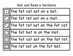 Roll and Read short a CVC Words and Sentences by A Tara Berryman Reading Cvc Words Activities, Cvc Words Sentences, Simple Cvc Sentences, Reading Sentences, Roll And Read Sentences, Short A Sentences, Short A Words, Short A Cvc Words, Roll And Read