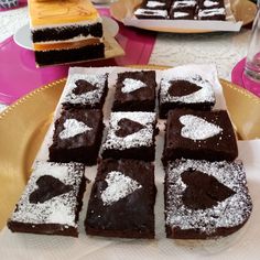 several pieces of chocolate cake on a plate