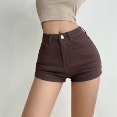 Get ready to heat things up with our Women's Hottie Solid Color Shorts. Made with quality and style in mind, these shorts will be your new go-to for any summer day. Don't sacrifice comfort for fashion, these shorts have it all. Features: -50% Polyester,30% Cotton -High-rise Waist -Solid Color -Regular Fit -Classic Style Long Denim Shorts, Short Denim, Brown Shorts, Denim Shorts Women, Color Shorts, Summer Day, Black Denim Shorts, High Waisted Denim, Slim Legs