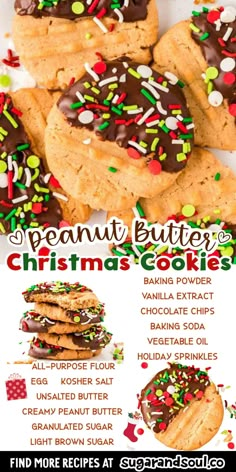 an advertisement for christmas cookies with chocolate frosting and sprinkles on them