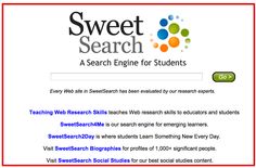 the website for sweet search is displayed