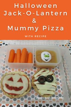 Halloween Pizza Mummy and Jack-O-Lantern Pizza with Recipe. They are made of English Muffins. Mummy Pizza, English Muffin Pizza, Pillsbury Biscuits, Jack Lantern, Pizza Muffins