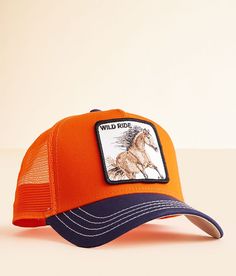 Goorin Bros. The Wild Ride Horse Trucker Hat - Blue/Orange , Men's Orange Embroidered patch snapback hat One size fits most. 57% Polyester 43% Cotton. Hand wash cold. Do not bleach. Do not tumble dry. Do not iron. Do not dry clean. Apparel & Accessories > Clothing Accessories > Hats Ride Horse, Mens Trucker Hat, Goorin Bros, Resin Keychain, Hat Patches, Hat For Men, Men's Hats, Diy Resin, Accessories Clothing