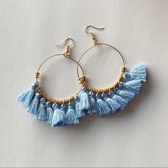 Tassel Earrings Summer Essentials New Blue Bohemian Earrings For Spring, Denim Earrings, Gold Tassel Earrings, Earrings Summer, Wedding Attire, Summer Essentials, Tassel Earrings, Teacher Appreciation, Blue Gold