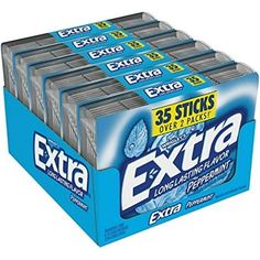 EXTRA Gum Peppermint Sugarfree Chewing Gum Mega Pack, 35 Sticks (Pack of 6) Brand : extra Flavor: Peppermint Brand: Extra Package Information: Box Package Weight: 0.78 Kilograms Number of Pieces: 35 This sugarless gum is made with long-lasting peppermint flavor Stock up on your favorite mint gum with this 6-pack of EXTRA Sugarless Gum Sugarfree EXTRA Chewing Gum is a delicious way to freshen breath Celebrate lifes little moments with EXTRA Sugarfree Gum Size: Mega Pack, 35 Sticks (Pack of 6). Walmart Gifts, Gum Gift Basket, Gum Collection, Gum Wrapper, Mint Gum Aesthetic, Packs Of Gum Aesthetic, Gum Aesthetic, Gum Mint, Extra Gum Peppermint