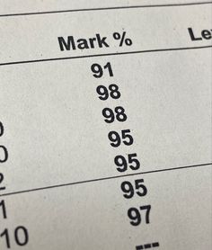 an image of a table that has numbers on it and is marked with the word mark