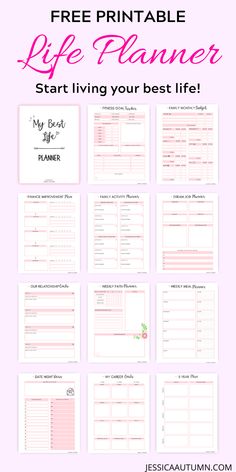 the free printable life planner with text overlay