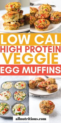 low calorie high protein veggie egg muffins with text overlay