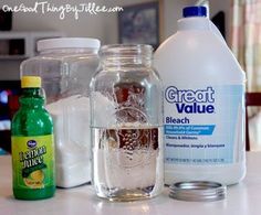 the ingredients for making lemonade are displayed on the counter in front of the camera