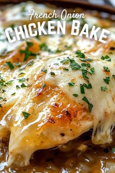 Easy Chicken Recipes: French Onion Chicken Bake Brunch Salad, Pasta Lunch, French Onion Chicken, Chicken Bake, Onion Chicken, Cheese Making, Sauteed Veggies, Dinner Easy, Dinner Appetizers