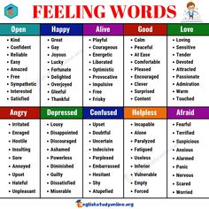 feelings and feelings chart with words