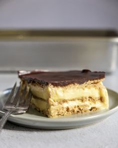 a piece of cake on a plate with a fork