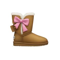 a brown boot with a pink bow on the side