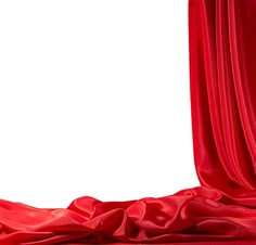 a red curtain is open on a white background with room for the image to be taken