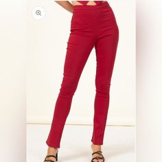 Nwot Hyfve Old School High Waist Skinny Pants, Size Medium. 69%Rayon/26% Nylon/5% Spandex Inseam: 32” Width Of Pantleg At Bottom Hem: 7.5” Waist: 27” Red Fitted Casual Leggings, Trendy High Waist Red Leggings, Casual Fitted Red Bottoms, Trendy Red High-waisted Leggings, Stretch Burgundy Bottoms For Night Out, Burgundy Stretch Pants For Night Out, Red High Waist Casual Leggings, Red High Waist Leggings For Spring, High Waist Red Leggings For Fall