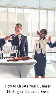 business people toasting wine glasses at a corporate event