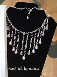 HANDMADE Crystal Beaded Waterfall Bib Necklace Aurora Borealis SPARKLING!  | eBay Elegant Iridescent Beaded Necklace, Elegant Iridescent Crystal Necklace, Northern Lights Jewelry, Aurora Borealis Crystal Jewelry, Aurora Borealis Jewelry, Waterfall Necklace, Artisan Jewelry Necklaces, Aurora Borealis Crystal, Handcrafted Artisan Jewelry