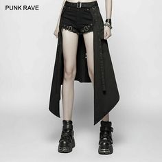 Women Black Steampunk Half Skirt Personality Women Gothic Harajuku Skirts Pants  | eBay Harajuku Women, Punk Rave, Half Skirt, Edgy Outfits, Art Clothes, Gothic Fashion, Wearing Black