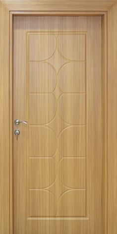 a wooden door with an etched design on the front and side panels that are made out of wood