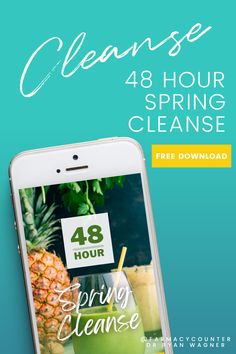 a phone with the text cleanse 48 hour spring cleanse on it and an image of