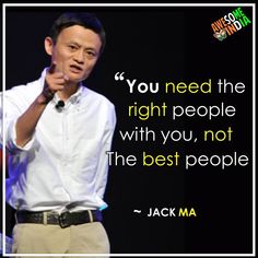 jack ma giving a speech on stage with quote about the best people you need to know