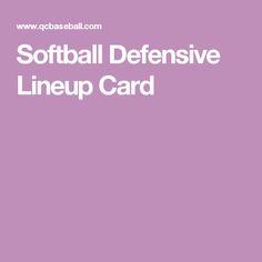 softball defensive line up card with the words softball defensive line up card in white on a purple