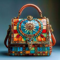 Aztec Stained Glass Elegance: Stained Glass Designer Handbag Concept Art - Etsy Stained Glass Fashion, Digital Concept Art, Glass Fashion, Random Products, Ancient Aztecs, Aztec Culture, Bustling City, Digital Tablet, Pinterest Ideas