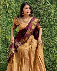 Lehenga Saree Design, Simple Lehenga, Trendy Outfits Indian, Half Saree Lehenga, Lehenga Designs Simple, Latest Model Blouse Designs, Fashionable Saree Blouse Designs, Fancy Sarees Party Wear