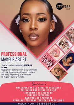 Graphics designs Makeup Flyer Design Make Up, Makeup Artist Advertising Ideas, Makeup Workshop Poster, Makeup Design Poster, Make Up Poster Design, Makeup Flyer Design Inspiration, Wig Logo